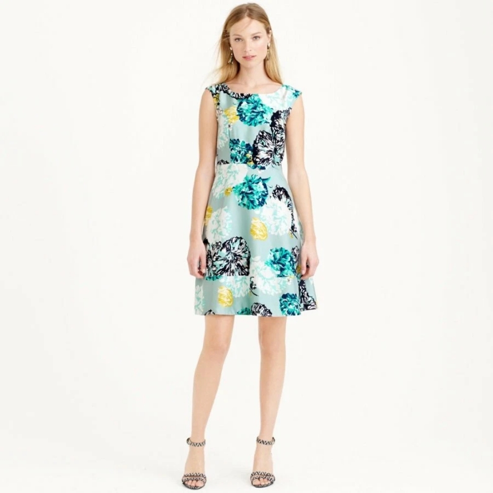 J. Crew Aquatic Floral Silk Dress